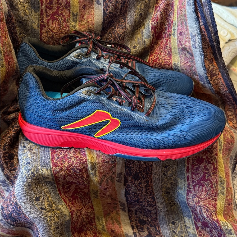 Newton Men's Navy Athletic Shoes with Red Accents